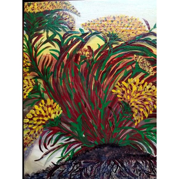 Acrylic Painting Signed Plants Flowers Nature - Picture 2 of 8